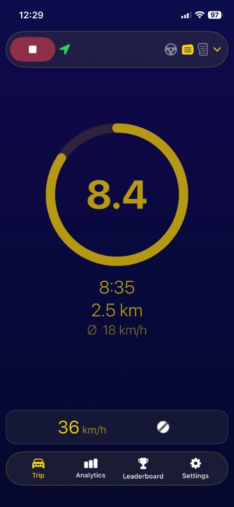 GoSmooth trip score on iPhone